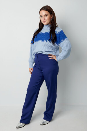 Pull tricoté grandes rayures - bleu h5 Image3